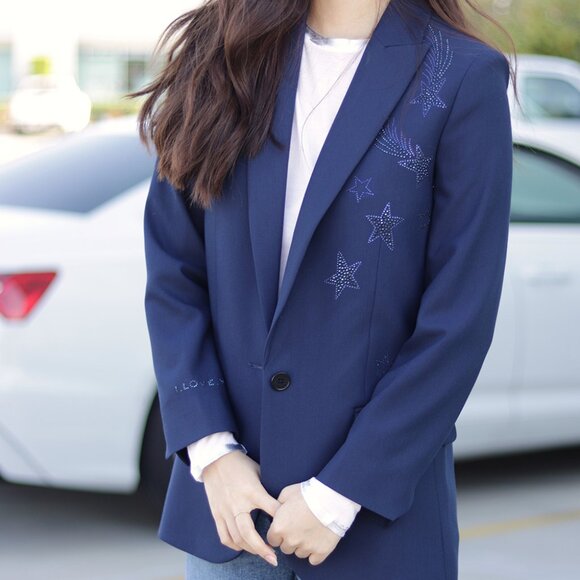 NWT - Zadig & Voltaire Viva Bis Strass Jacket NAVY 😍 - Picture 7 of 14